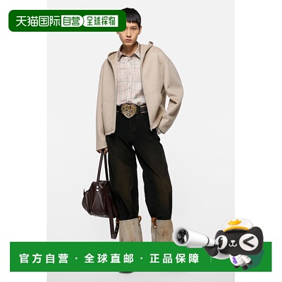 自营欧洲直邮Acne Studios FW25男士燕麦米色羊毛连帽拉链外套