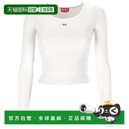 香港直邮DIESEL 女士T恤 A051060EJAI100 AW2025 白色 Ribbed Log