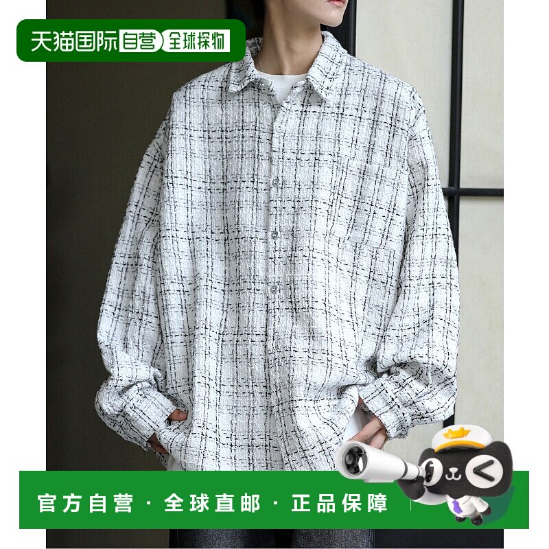 1h可退 日本直邮neos 男女同款宽松版型格纹长袖衬衫 K915