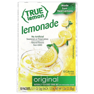 香港直邮True Citrus,True Lemon,原味柠檬水,10包,1.06盎司(