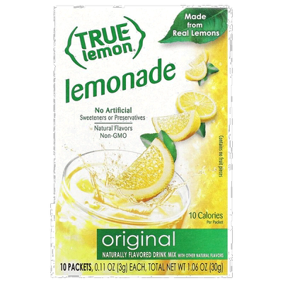 香港直邮True Citrus,True Lemon，原味柠檬水，10包，1.06盎司（
