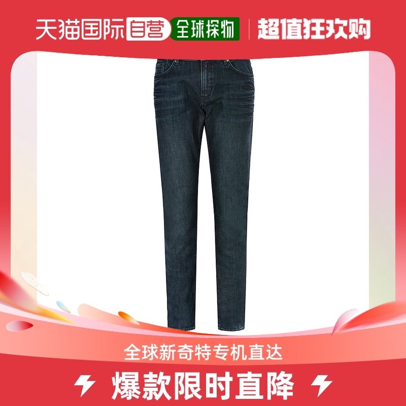 香港直邮Hugo Boss雨果博斯男士牛仔长裤蓝色休闲修身简约百搭