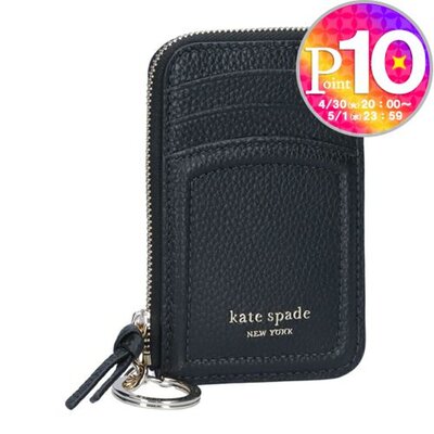 日本直邮KATE SPADE 卡包结拉链卡包 K5611 001 黑色