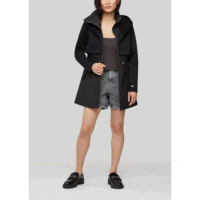 自营 soia & kyoMixed Media Coat With Dramatic Hood And Therm