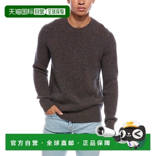 美国奥莱直发 蓝色 自营Vince Mouline羊毛和羊驼绒混纺圆领毛衣