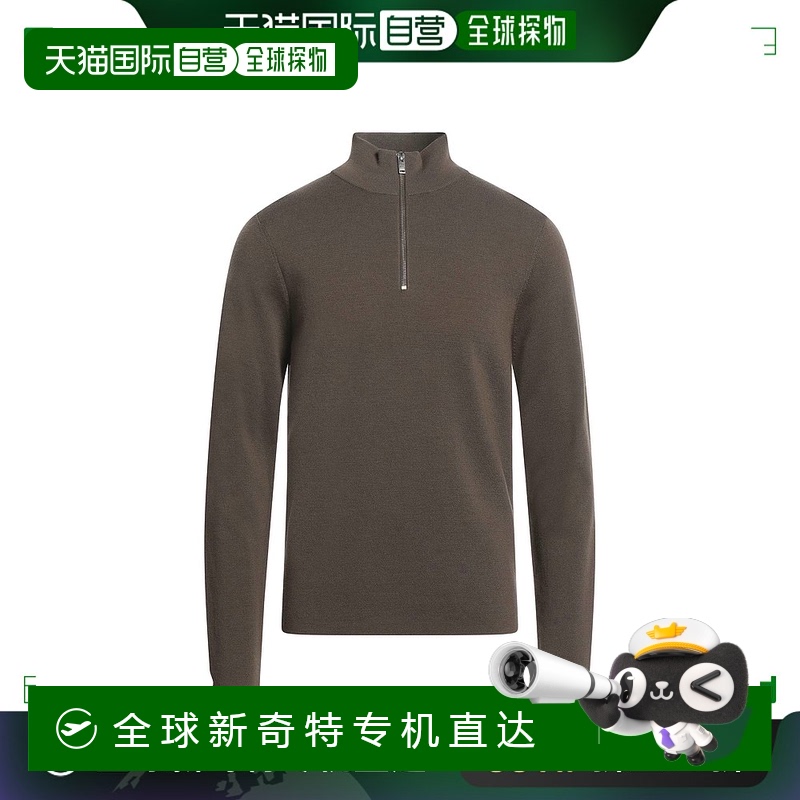香港直邮潮奢 Sandro 男士 拉链毛衣 brown棕色 舒适时尚