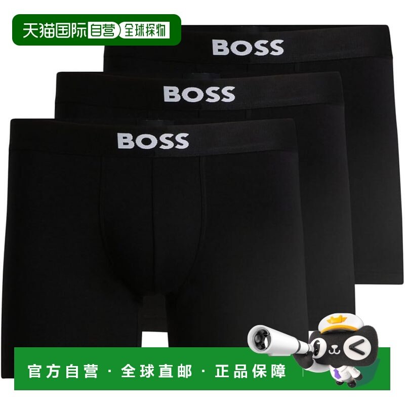 【日本直邮】BOSS 男士长款平角内裤3条装 弹力棉 黑色,女士内衣/男士内衣/家居服,平角裤,淘宝优惠券,粉丝福利购,淘宝优惠卷