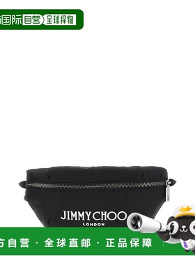1h可退 香港直邮潮奢 Jimmy Choo 周仰杰 男士 黑色尼龙腰包 FINS