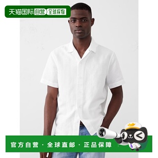 1h可退 日本直邮BANANA REPUBLIC男士夏季亚麻棉混纺短袖衬衫 708