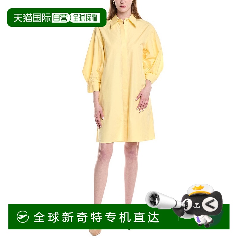 自营 lafayette 148 new york拉斐特148纽约灯笼袖衬衫连衣裙-黄