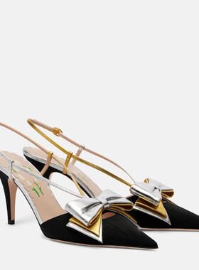 潮奢 Valentino 华伦天奴 女士 Bowow 85 moiré 露跟浅口鞋