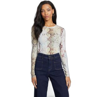 guessEco Winter 印花徽标 T 恤 - 迷人蛇纹 【美国奥莱】直发