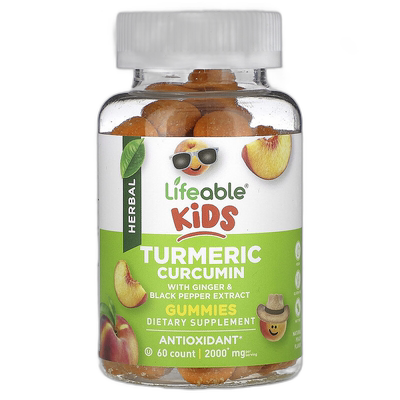 香港直邮Lifeable儿童姜黄姜黄素软糖天然桃子1000 毫克6