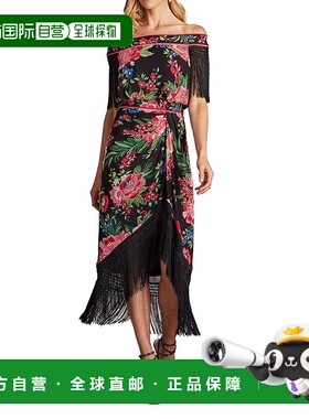 自营 tadashi shoji凯撒花流苏迷笛连衣裙-黑色 美国奥莱直发