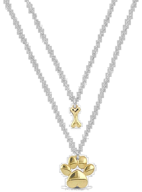 自营 925 纯银 Mimi & Max 黄色爪子和骨头坠饰双链项链 - 16+18