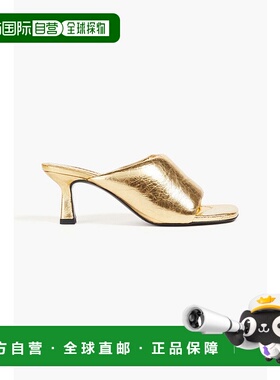 1h可退 香港直邮Sandro 女士 金属感皮质凉拖 SFACH00919DORE高跟