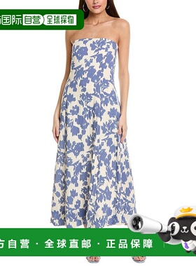 自营1.STATE无肩带烟熏后背长裙-蓝色 美国奥莱直发新款连衣裙