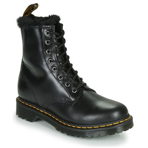 欧洲直邮dr. martens 女黑色光面皮革平底8孔拉链时尚休闲马丁靴