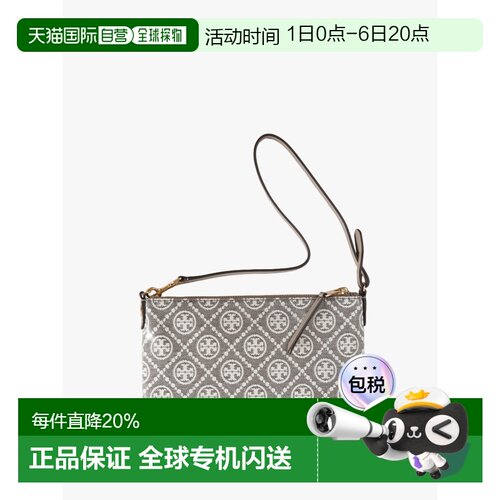 美国直邮TORY BURCH T Monogram经典图案单肩包木炭色182987