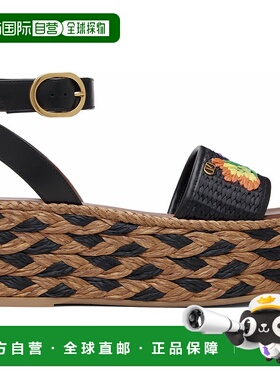 1h可退 香港直邮valentino 华伦天奴 女士 黑色草编鞋 7W2S0MS3FY