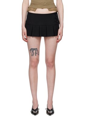 潮奢 Danielle Guizio 女士 黑色 Pleated Micro 短裙 H23304W030