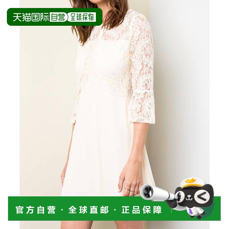 自营 hayden象牙色蕾丝合身喇叭形迷你连衣裙 美国奥莱直发服饰