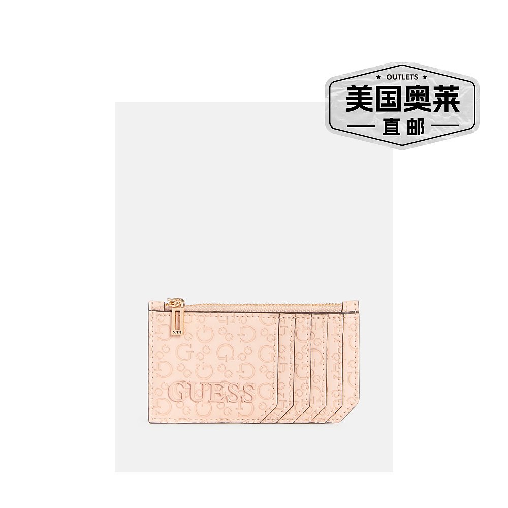 自营guessBowie Debossed Logo Card Case pink 美国奥莱直发
