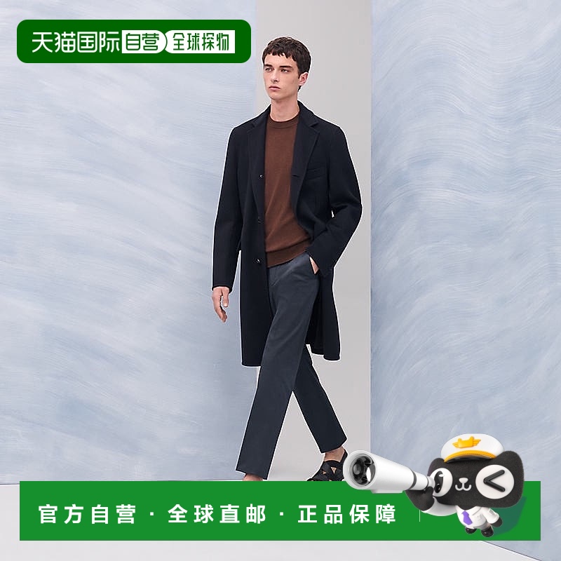 自营1h可退 欧洲直邮Hermes/爱马仕 男士海军蓝羊绒大衣西装