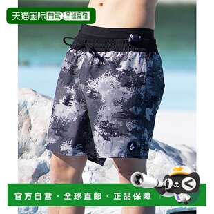 1h可退 日本直邮VOLCOM男女同款膝上长度花柄迷彩半弹力腰围短裤