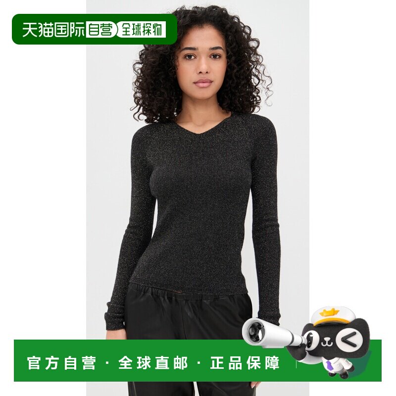 1h可退 香港直邮VINCE 女士 金属感高V领套头衫上衣  舒适时尚