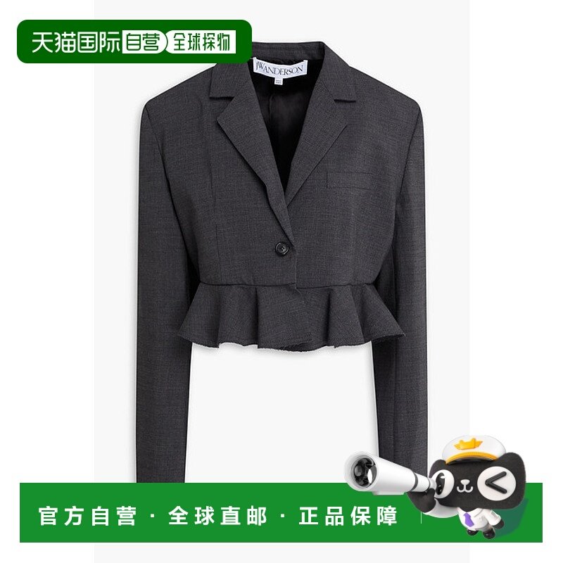 香港直邮J.W. Anderson 女士 短款羊毛混纺绉纱西装外套 JK0264PG