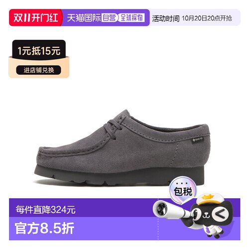 日本直邮Clarks 女士 WALLABEE 防水摩卡辛鞋 GOR【付后1h可退】