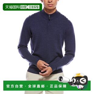 自营Mette Merino Wool 1/4-Zip Mock Neck Sweater - blue 美国