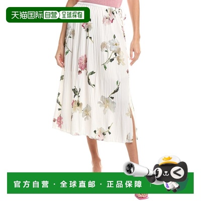 自营Vince Wilted Peony Pleated Side Tie Skirt - white 美国奥