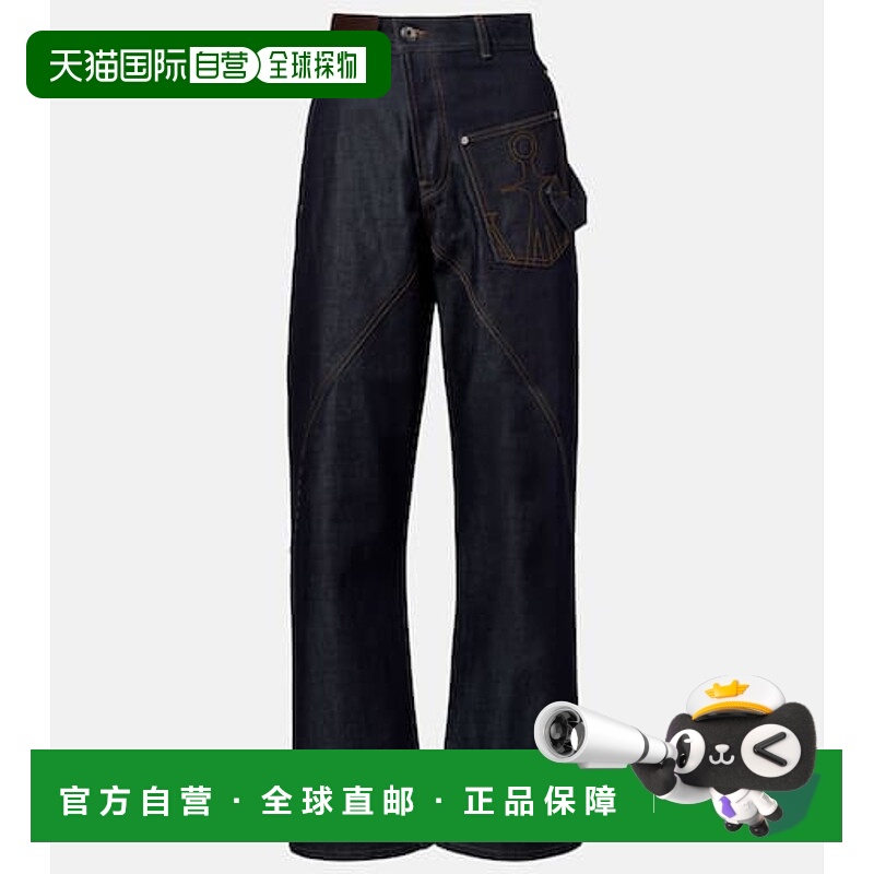 1h可退 香港直邮潮奢 J.W. Anderson 女士 刺绣高腰直筒牛仔裤