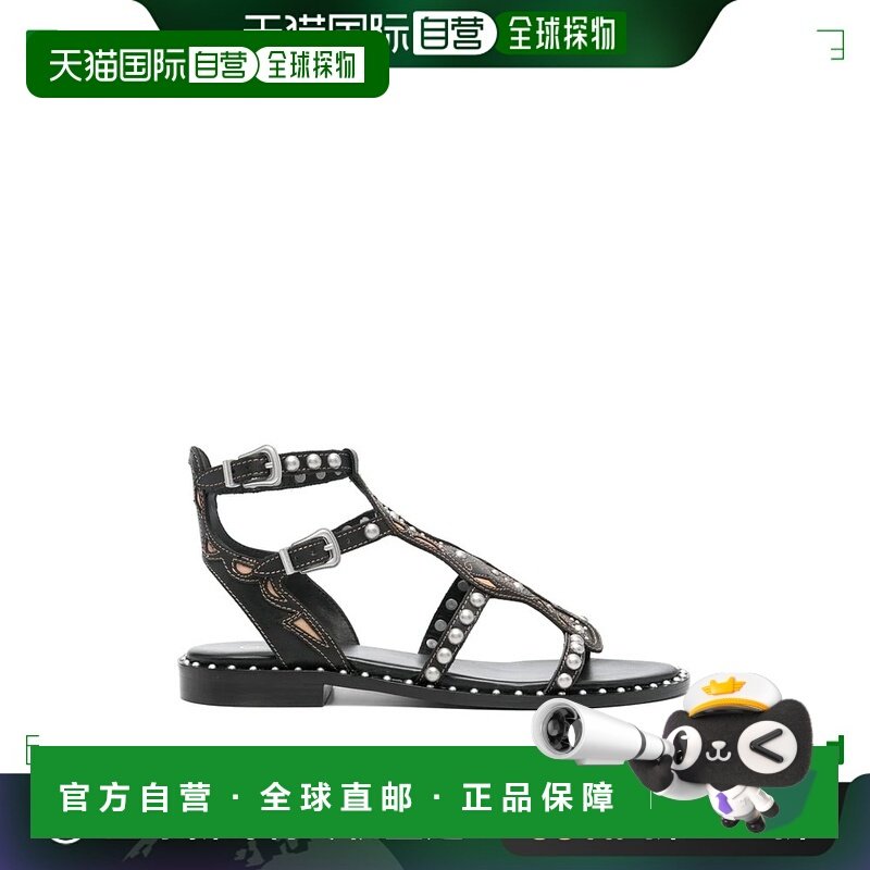 1h可退 欧洲直邮ASH 女士拖鞋 PLAZA01COMBOABLACKSKINSILVER