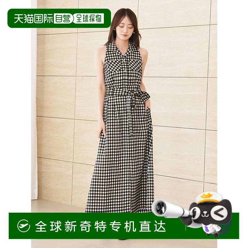 1h可退 日本直邮SNIDEL 女装 I型长款沙发布纹连衣裙 可拆卸腰带