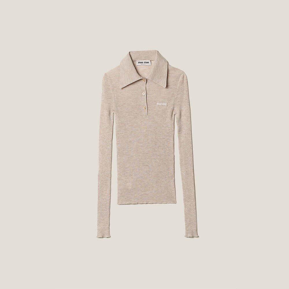 MIU MIU(缪缪)24新品羊绒真丝 Polo 衫