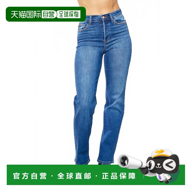 自营judy blueHigh Waist Hidden Button Fly Dad Jeans In Denim