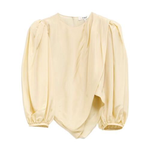 CHLOÉ 女士衬衫 CH25UHT69489753 SS2025 米白色 圆领上衣