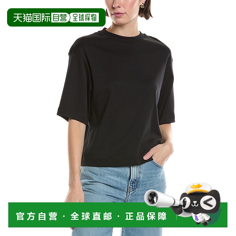 自营 Vince长袖露脐T恤-黑色 美国奥莱直发短袖上衣女装