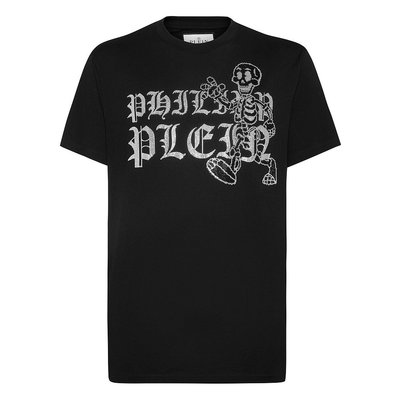 philipp plein【美国奥莱】直发 圆领 SS Skeleton T 恤 - 黑色