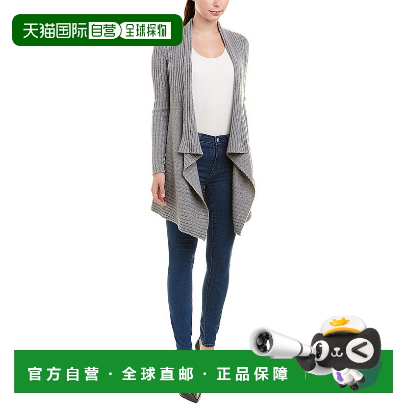 自营 autumn cashmere秋季羊绒罗纹羊毛和羊绒混纺开衫-灰色 美国