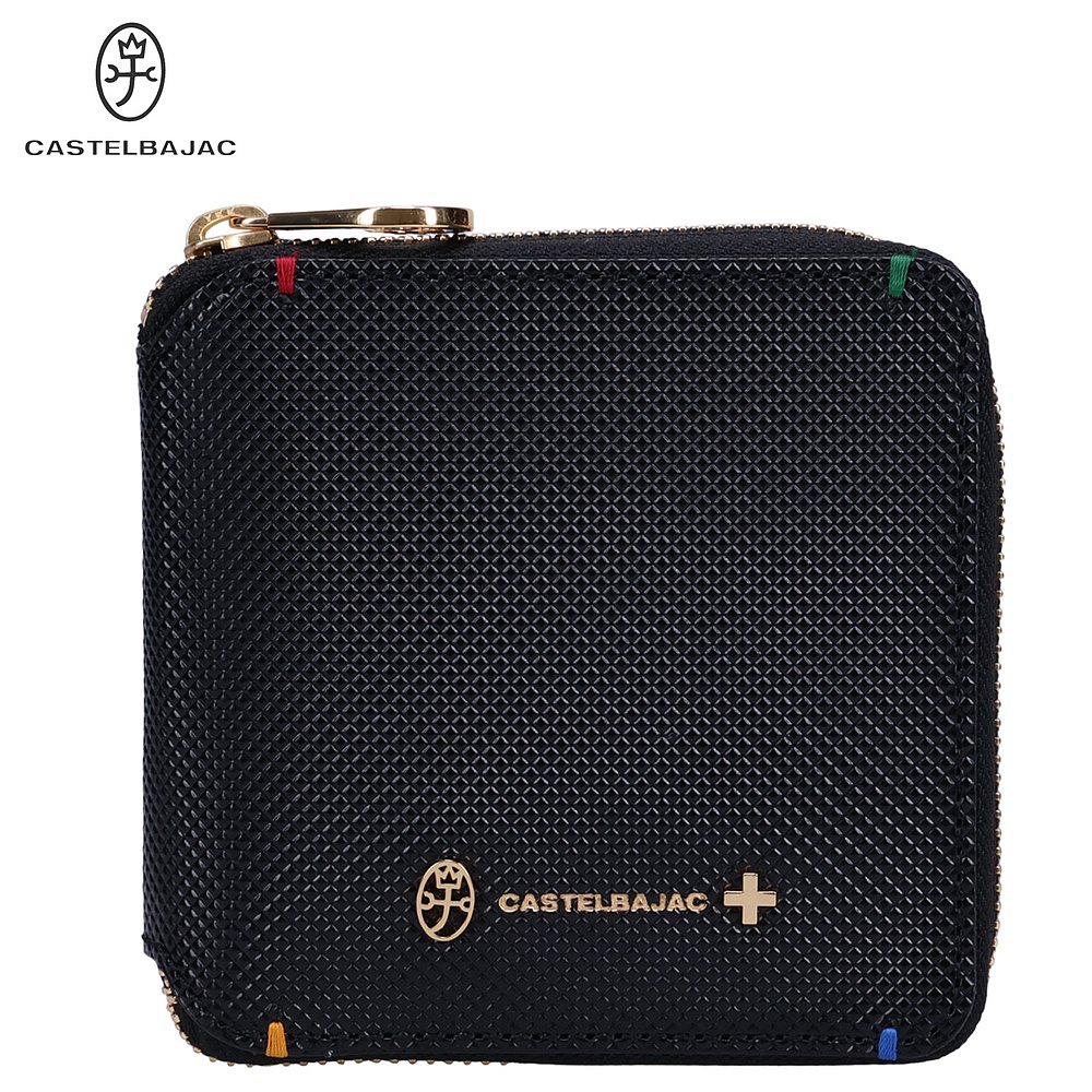 日本直邮 CASTELBAJAC 双折钱包男士 限量真皮扭矩黑色 96634IN