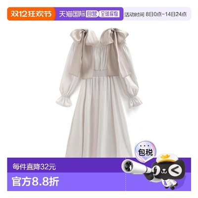 日本直邮日潮 GRL 蝴蝶结露肩喇叭连衣裙 tu1634 日系清楚系穿搭