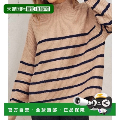 自营 dress forumZoey高领条纹毛衣，灰褐色/海军蓝条纹 美国奥莱