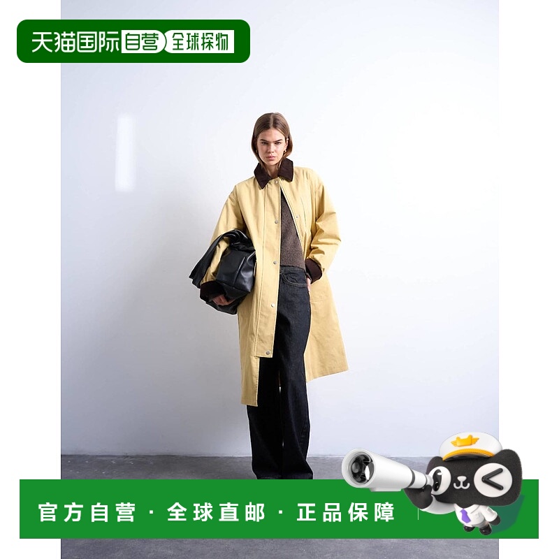 1h可退 香港直邮潮奢 Topshop 女士 shacket 撞色领子长款芥末黄