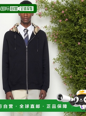 1h可退 香港直邮Burberry 巴宝莉 男士 黑色 Check Hood Cotton Z