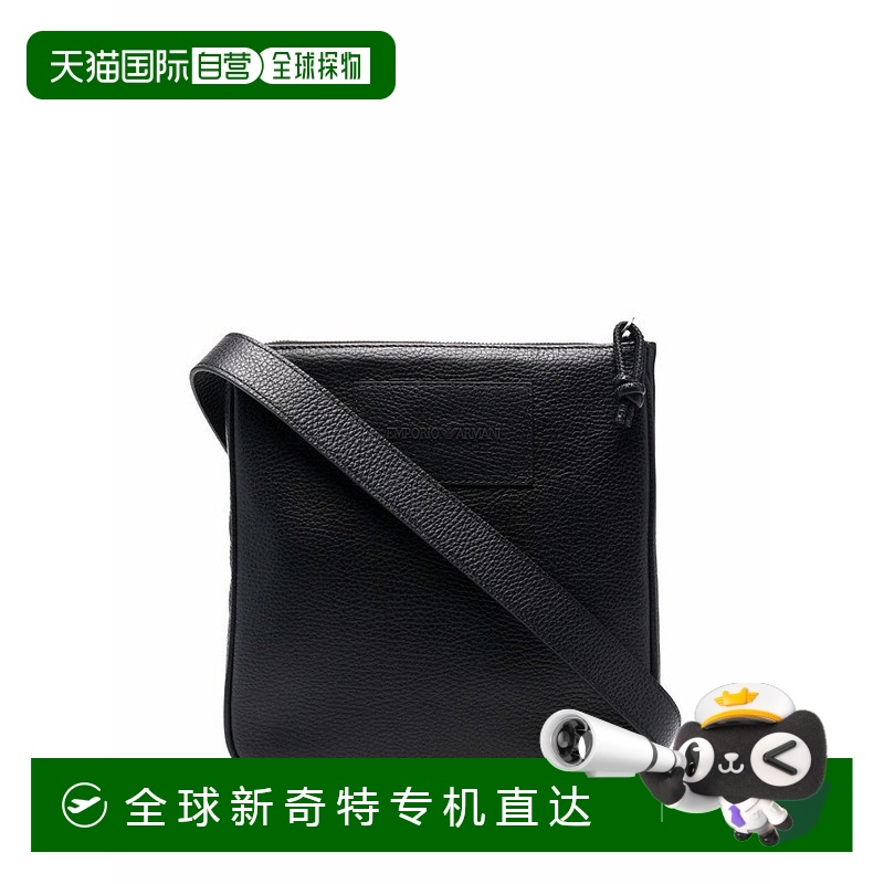 自营 emporio armani纹理黑色牛皮斜挎包-黑色 【美国奥莱】直发