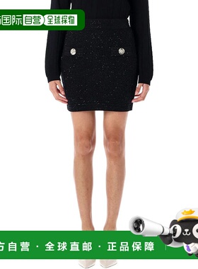 香港直邮BALMAIN 女士半身裙 25AFF1LB015KI740PA AW2025 黑色
